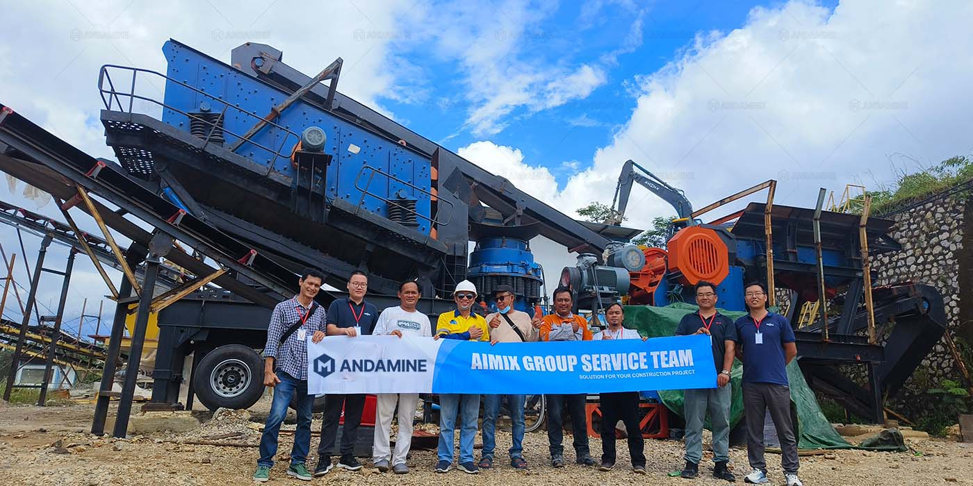 4-in-1 granite mobile crusher plant in Sukabumi, Middle Java, Indonesia